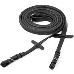 Schockemöhle Zügel Gummi Mit Schnallen Dunkelbraun/Silber -Geschäft für Reitsportbedarf 1103 00016 rubberreins blacksilver.99d221