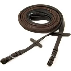 Schockemöhle Zügel Gummi Mit Schnallen Dunkelbraun/Silber -Geschäft für Reitsportbedarf 1103 00016 rubberreins darkbrownsilver.7c2812