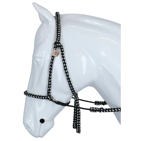 F.R.A. Gebisslose Trense Igor Integrierte Zügel Baumwolle Schwarz/Weiß 3 F.R.A. Gebisslose Trense Igor Integrierte Zügel Baumwolle Schwarz/Weiß