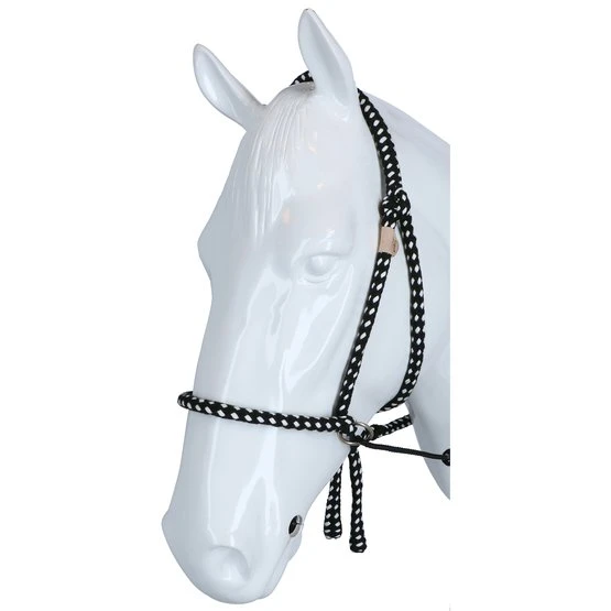 F.R.A. Gebisslose Trense Igor Integrierte Zügel Baumwolle Schwarz/Weiß 4 F.R.A. Gebisslose Trense Igor Integrierte Zügel Baumwolle Schwarz/Weiß – Bild 2