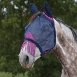 Weatherbeeta Fliegenmaske Comfitec Deluxe Durable Mesh Mit Ohren Und Fransen Schwarz/Lila -Geschäft für Reitsportbedarf agradi 44946874 4.0015f3