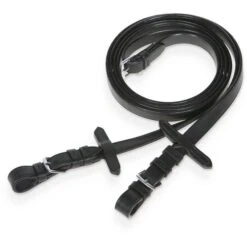 Kieffer Zügel Leder Mit Stops Schwarz/Chrome