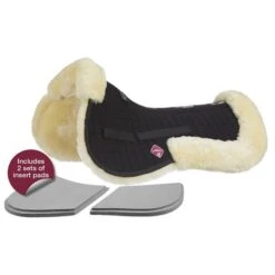 LeMieux Sattelunterleger ProLambs Pro-Sorb Schwarz/naturell -Geschäft für Reitsportbedarf lm prosorb half pads nat blk lr.ed170f