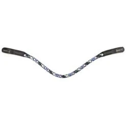 Mrs. Ros Stirnriemen Stellux Grau/Schwarz Pony -Geschäft für Reitsportbedarf mrs 1313 stellux browband clear black blue white opal front.f4be5c