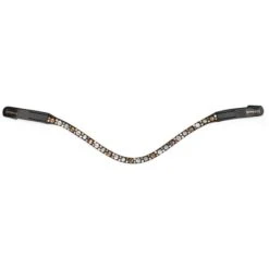 Mrs. Ros Stirnriemen Stellux Grau/Schwarz Pony -Geschäft für Reitsportbedarf mrs 1316 stellux browband brown dusty pink front.e04147