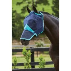 Weatherbeeta Fliegenmaske Comfitec Fine Mesh Mit Nase Navy/Türkis -Geschäft für Reitsportbedarf wb 1003157011 wb cft mesh mask nose image hero null.5171a4
