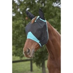 Weatherbeeta Fliegenmaske Comfitec Deluxe Fine Mesh Mit Ohren Navy/Türkis -Geschäft für Reitsportbedarf wb 1006939000 blackturquoise wb cft fine mesh mask ears image hero null.419572