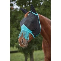 Weatherbeeta Fliegenmaske Comfitec Deluxe Fine Mesh Mit Ohren Und Fransen Navy/Türkis -Geschäft für Reitsportbedarf wb 1009577000 blackturquoise wb cft deluxe fine mesh mask ears tassels image hero null.69ef26